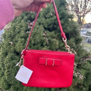 Coach Vibrant Red Leather Clutch
